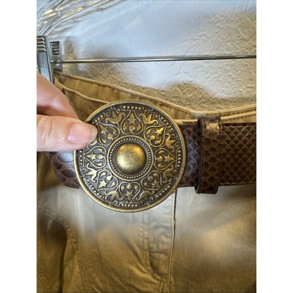 VTG Faded Glory Women’s Denim Midi Skirt 18 Blue Fit Flare Boho Western Cottage - Picture 10 of 13